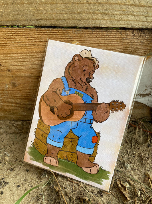 Papa Bear Farmer Woodgrain 5x7 Print